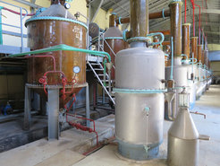 Cauldrons in a rose oil factory.